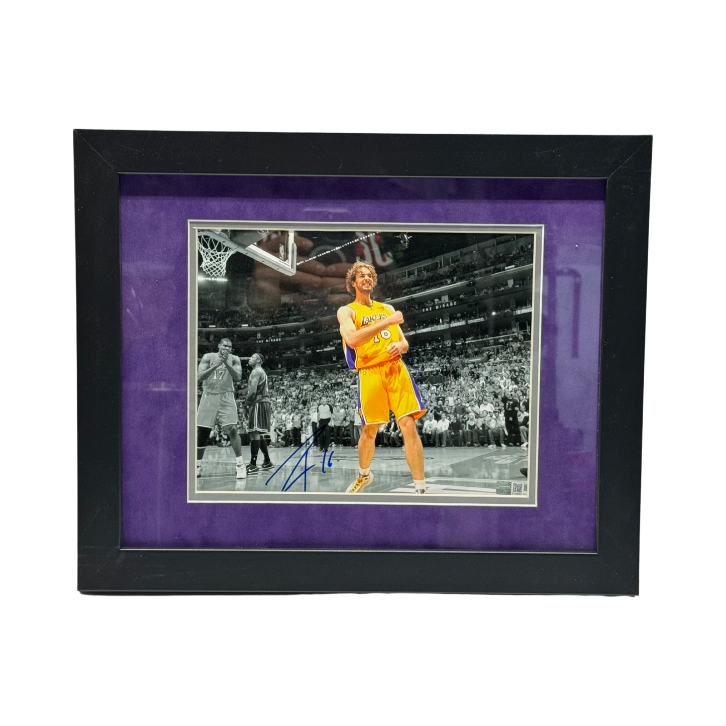 Pau Gasol Autographed Los Angeles Lakers Spotlight Edit 8x10 Steiner CX - Framed