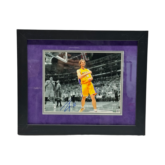 Pau Gasol Autographed Los Angeles Lakers Spotlight Edit 8x10 Steiner CX - Framed
