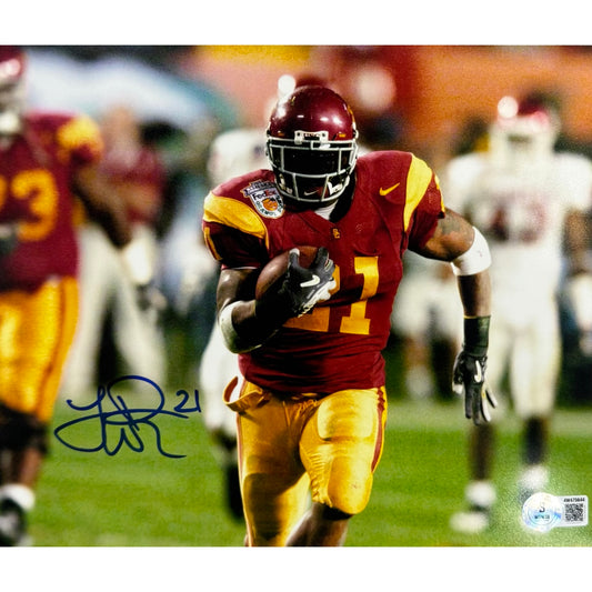 LenDale White USC Trojans Red Jersey Running Autograph 8x10 Photo Beckett BAS