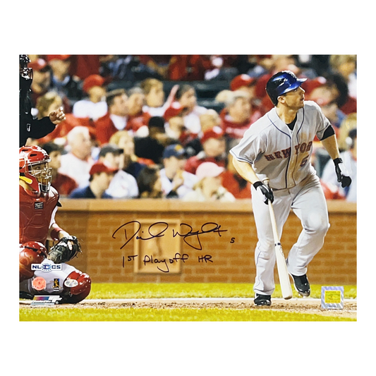 David Wright Autographed New York Mets 16x20 1st Playoff HR Inscription MLB - Unframed