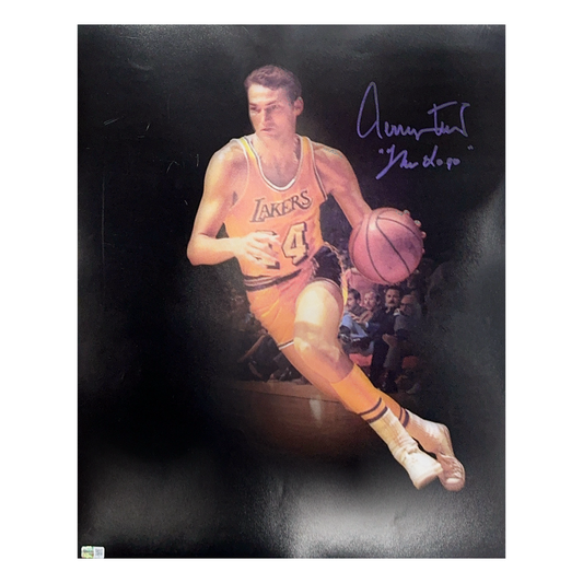 Jerry West Autographed Los Angeles Lakers Blackout Edit 16x20 The Logo Inscription Steiner CX