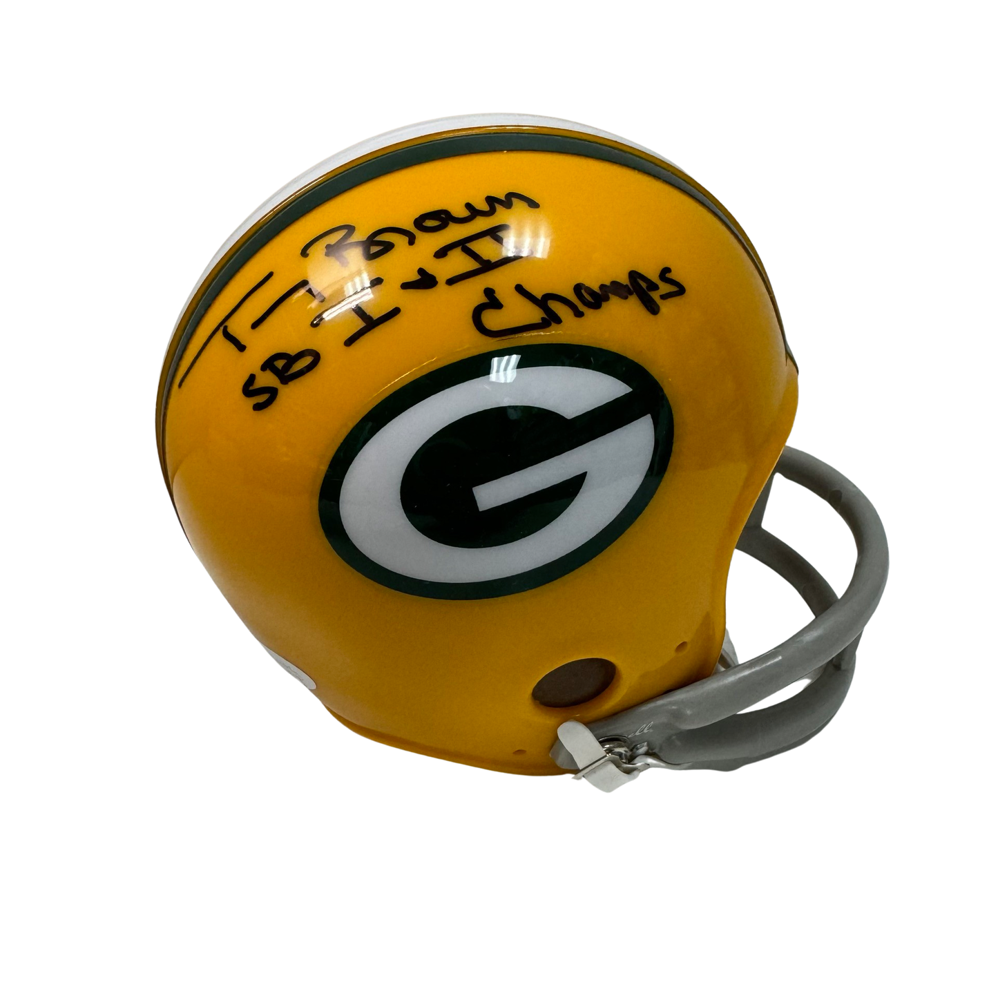 Tom Brown Autographed Green Bay Packers Mini Helmet SB 1+2 Champs Inscription JSA