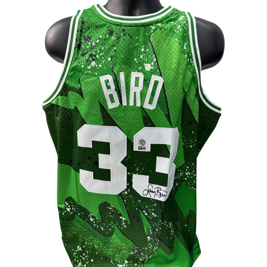 Larry Bird Autographed Boston Celtics 1985-86 Hyperhoops Mitchell & Ness Swingman Jersey Steiner CX & Larry Bird COA