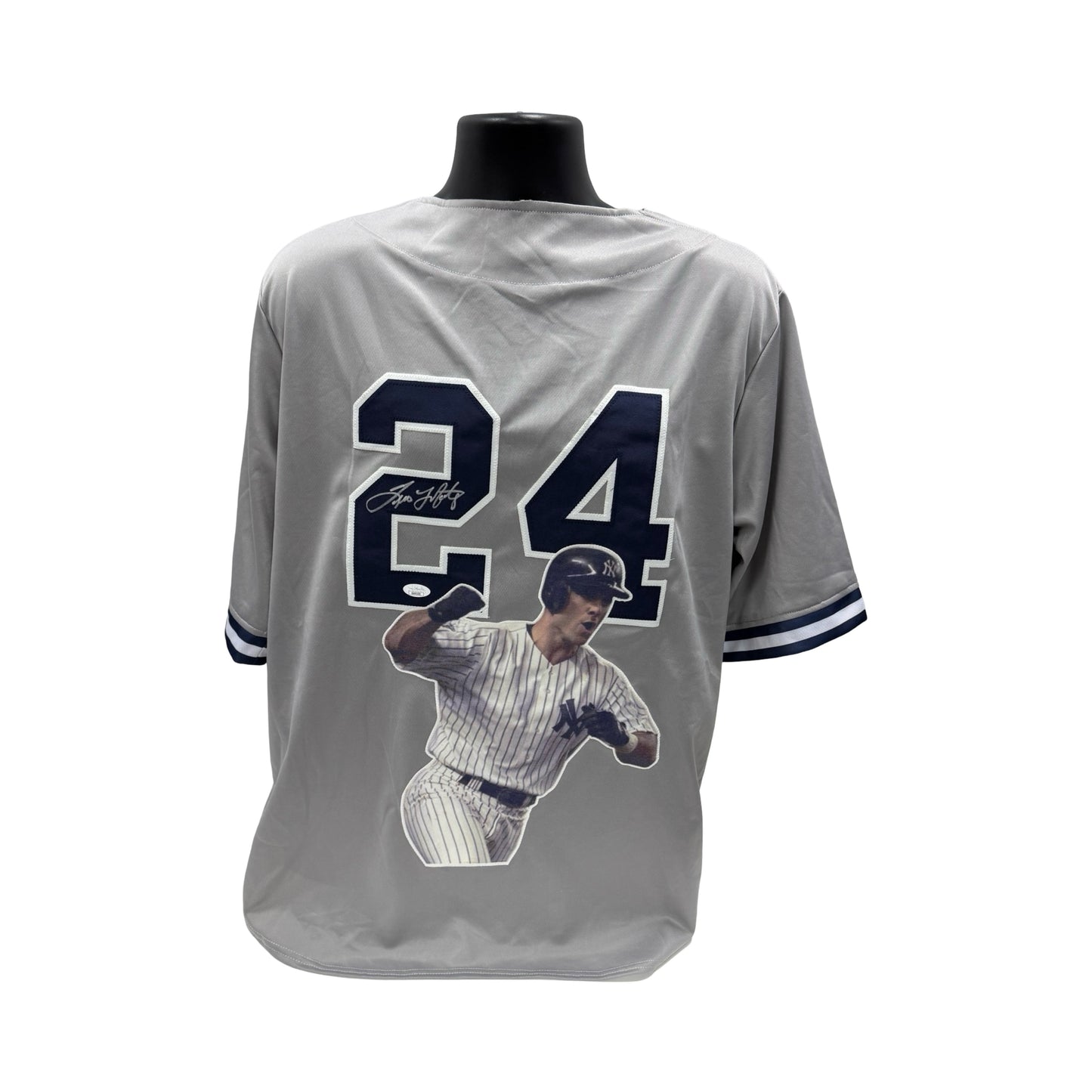 Tino Martinez Autographed New York Yankees Grey Art Jersey JSA