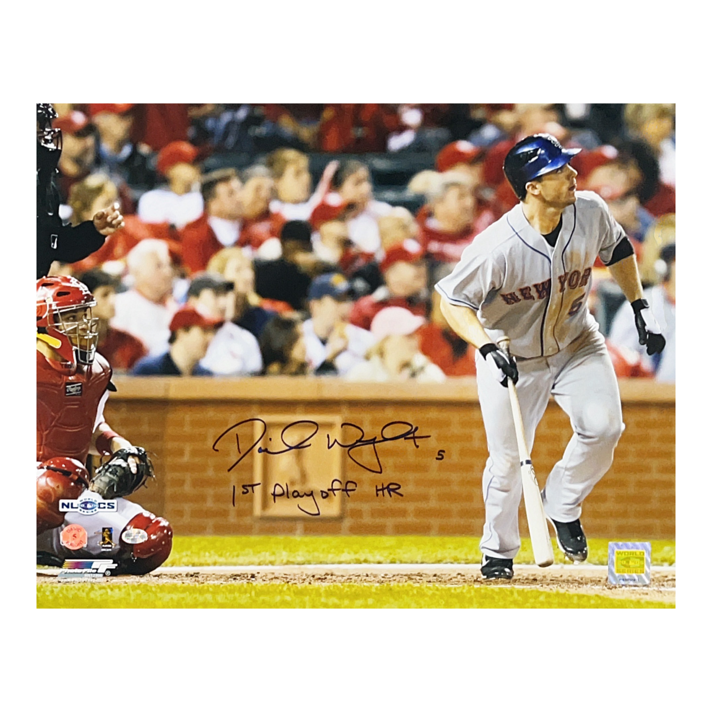 David Wright Autographed New York Mets 16x20 “1st Playoff HR” Inscription MLB