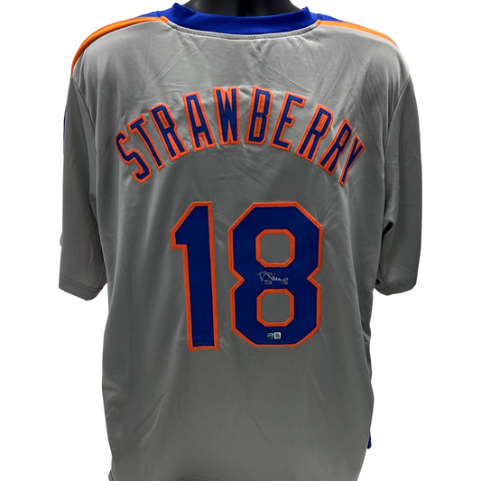 Darryl Strawberry Autographed New York Mets Grey Jersey Steiner CX