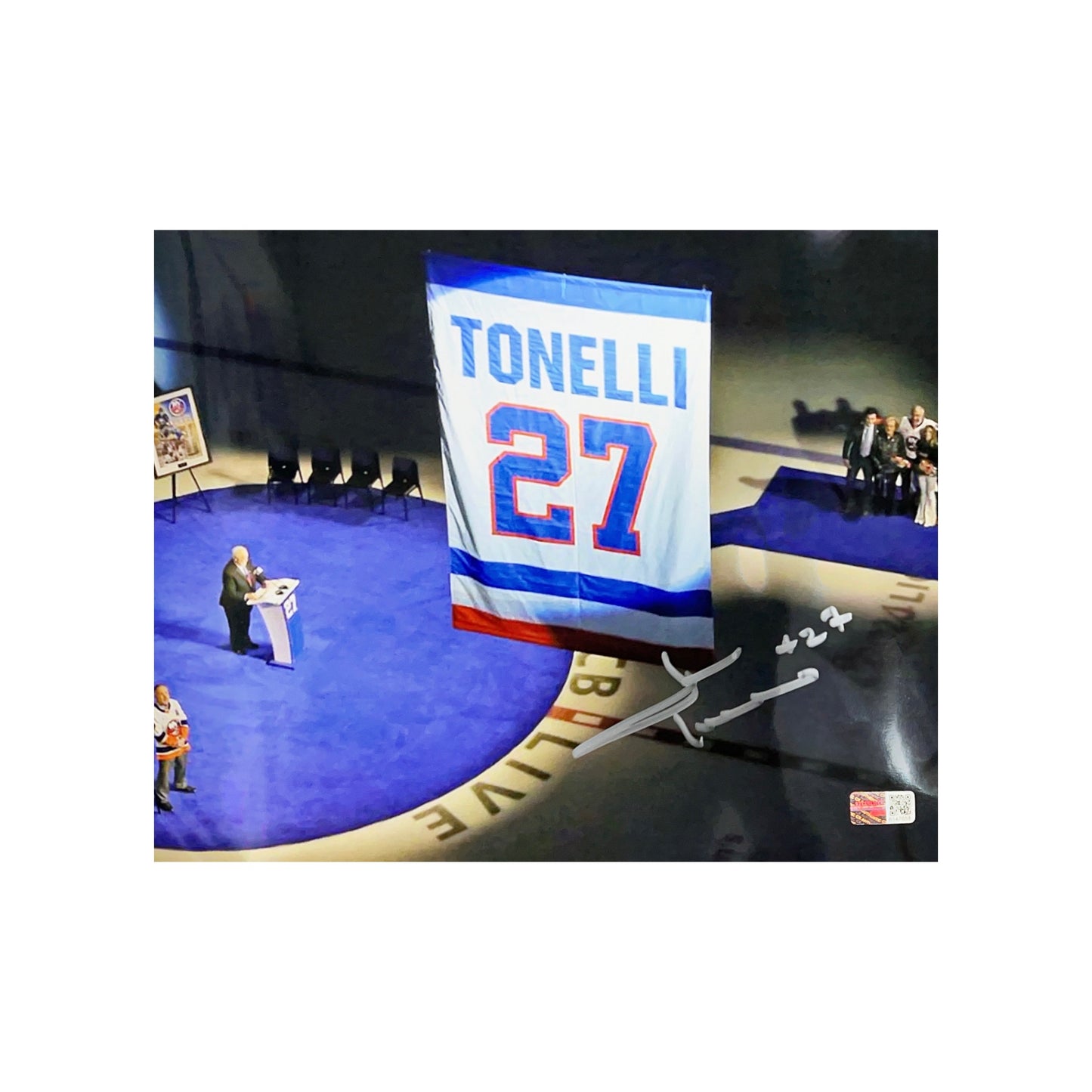 John Tonelli Autographed New York Islanders Retirement Night Overhead 8x10 Steiner CX