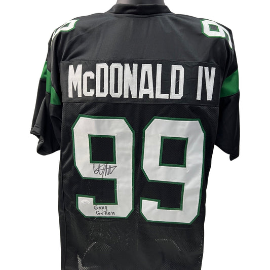 Will McDonald Autographed New York Jets Black Jersey Gang Green Inscription JSA