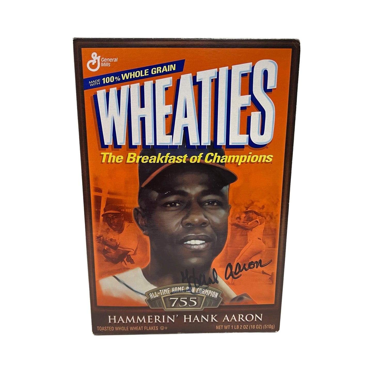 Hank Aaron Autographed Atlanta Braves Wheaties Box JSA