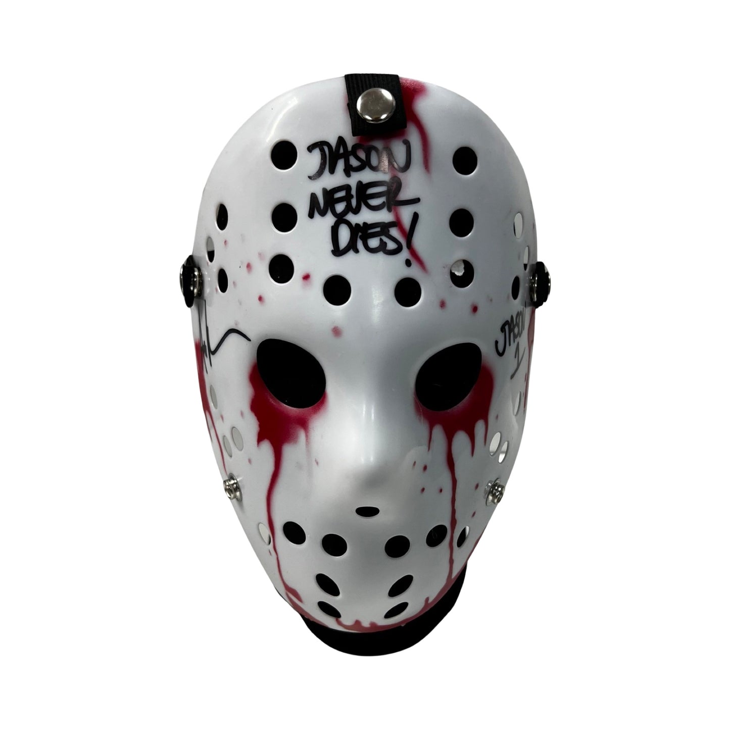 Ari Lehman Autographed Jason Voorhees Friday the 13th White Bloody Mask “Jason Never Dies!, Jason 1” Inscriptions Steiner CX