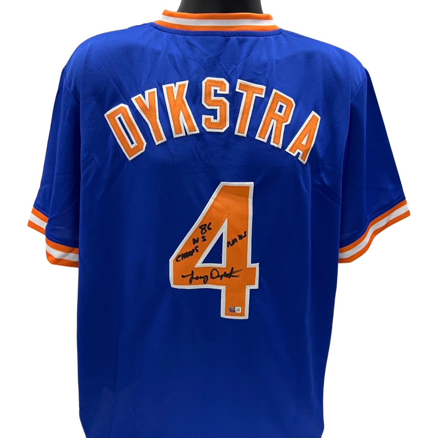 Lenny Dykstra Autographed New York Mets Blue Jersey Nails, 86 WS Champs Inscriptions Steiner CX