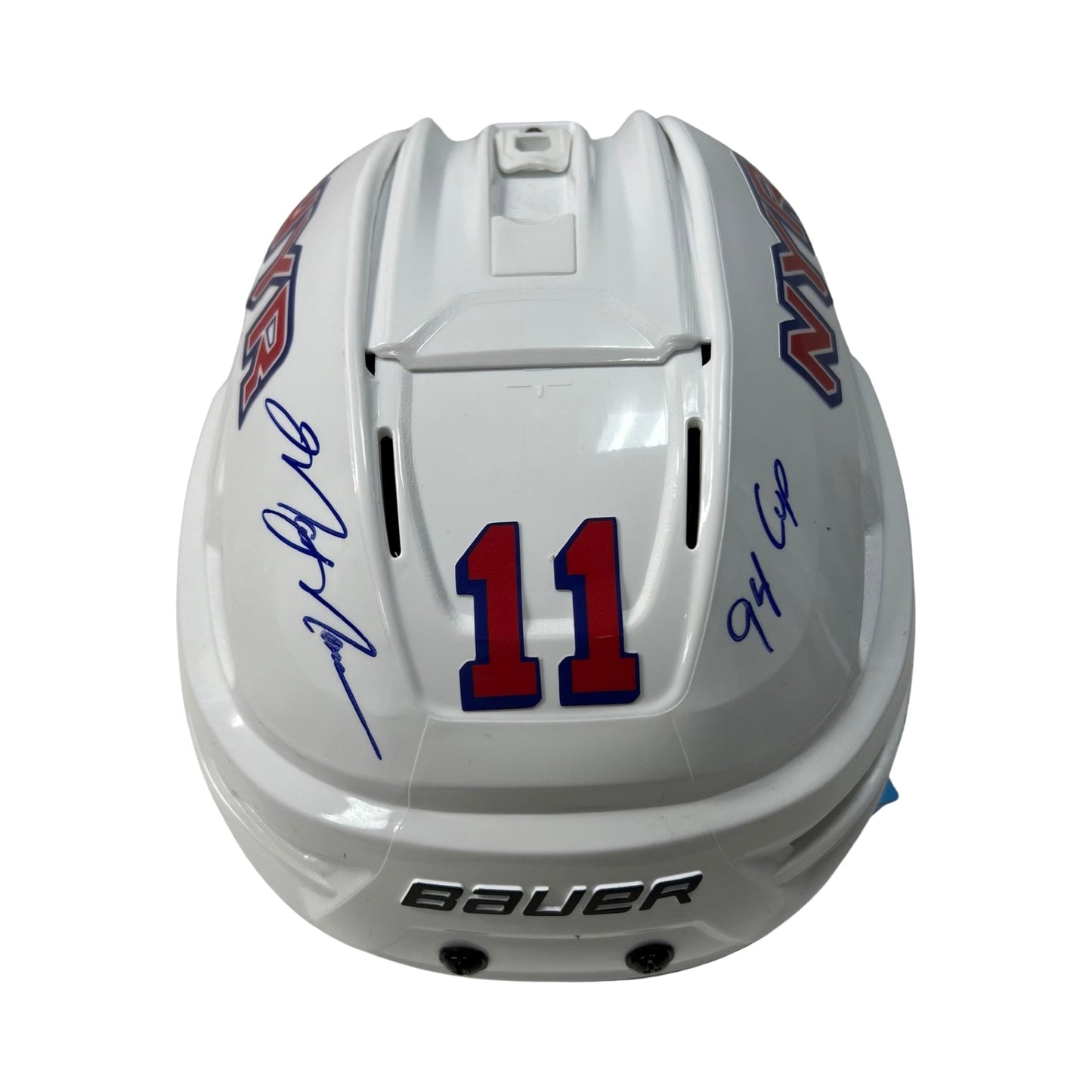 Mark Messier Autographed New York Rangers White Bauer Helmet 94 Cup Inscription Steiner CX