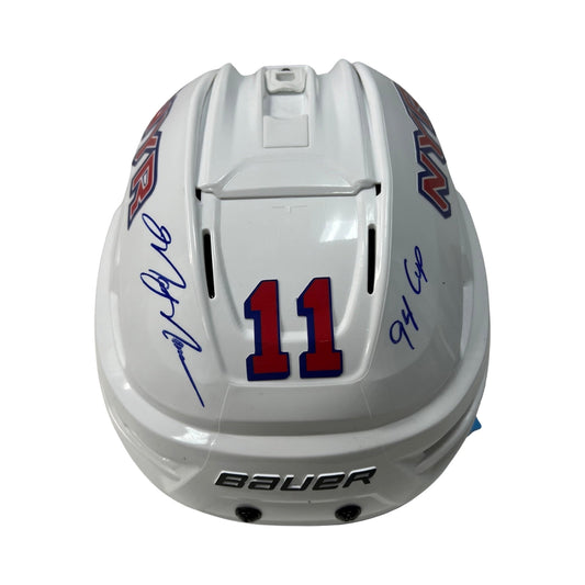 Mark Messier Autographed New York Rangers White Bauer Helmet 94 Cup Inscription Steiner CX