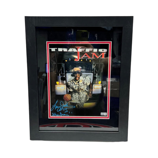 Larry Johnson Autographed Charlotte Hornets Traffic Jam 8x10 Grandmama Inscription Steiner CX - Framed