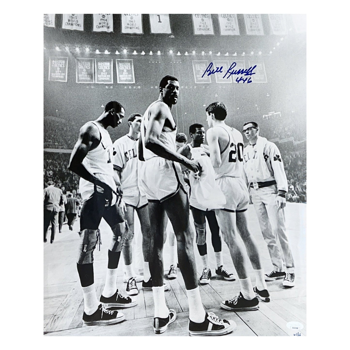 Bill Russell Autographed Boston Celtics Black & White #6 16x20 JSA LOA