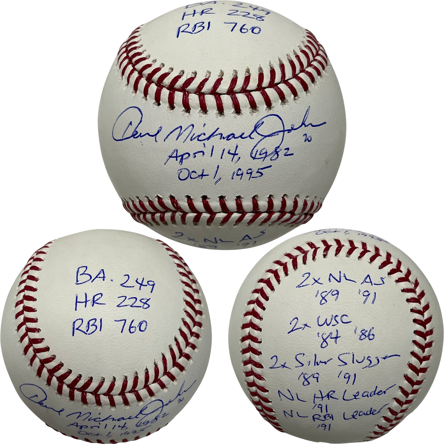 Howard Johnson Autographed OMLB Howard Michael Johnson, April 14, 1982, Oct 1, 1995, BA .249, HR 228, RBI 760, 2x NL AS 89, 91, 2x WSC 84, 86, 2x Silver Slugger 89, 91, NL HR Leader 91, NL RBI Leader 91 Inscriptions Steiner CX