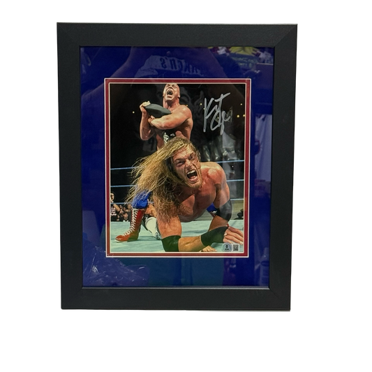 Kurt Angle Autographed Ankle Lock on Edge 8x10 Beckett - Framed