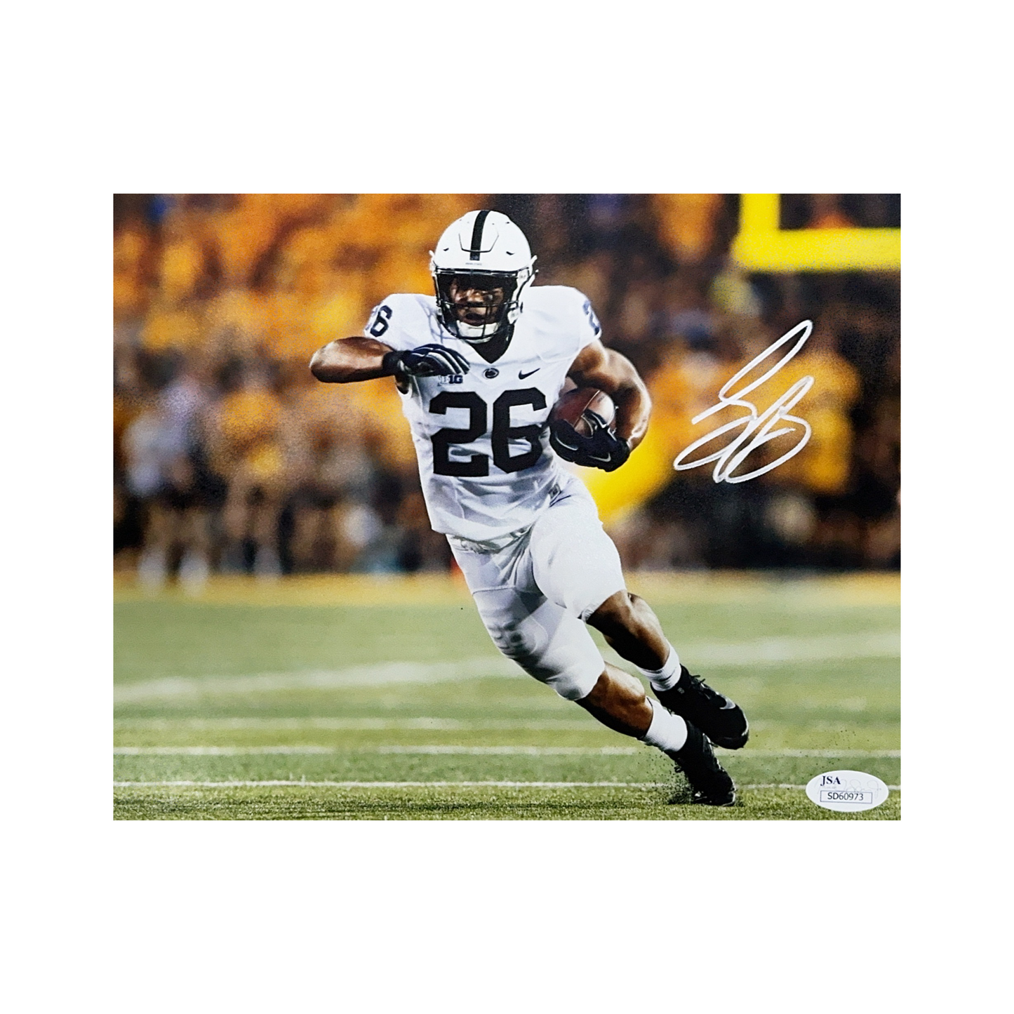 Saquon Barkley Autographed Penn State White Jersey 8x10 JSA - Unframed
