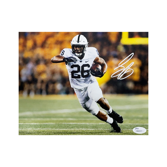 Saquon Barkley Autographed Penn State White Jersey 8x10 JSA - Unframed