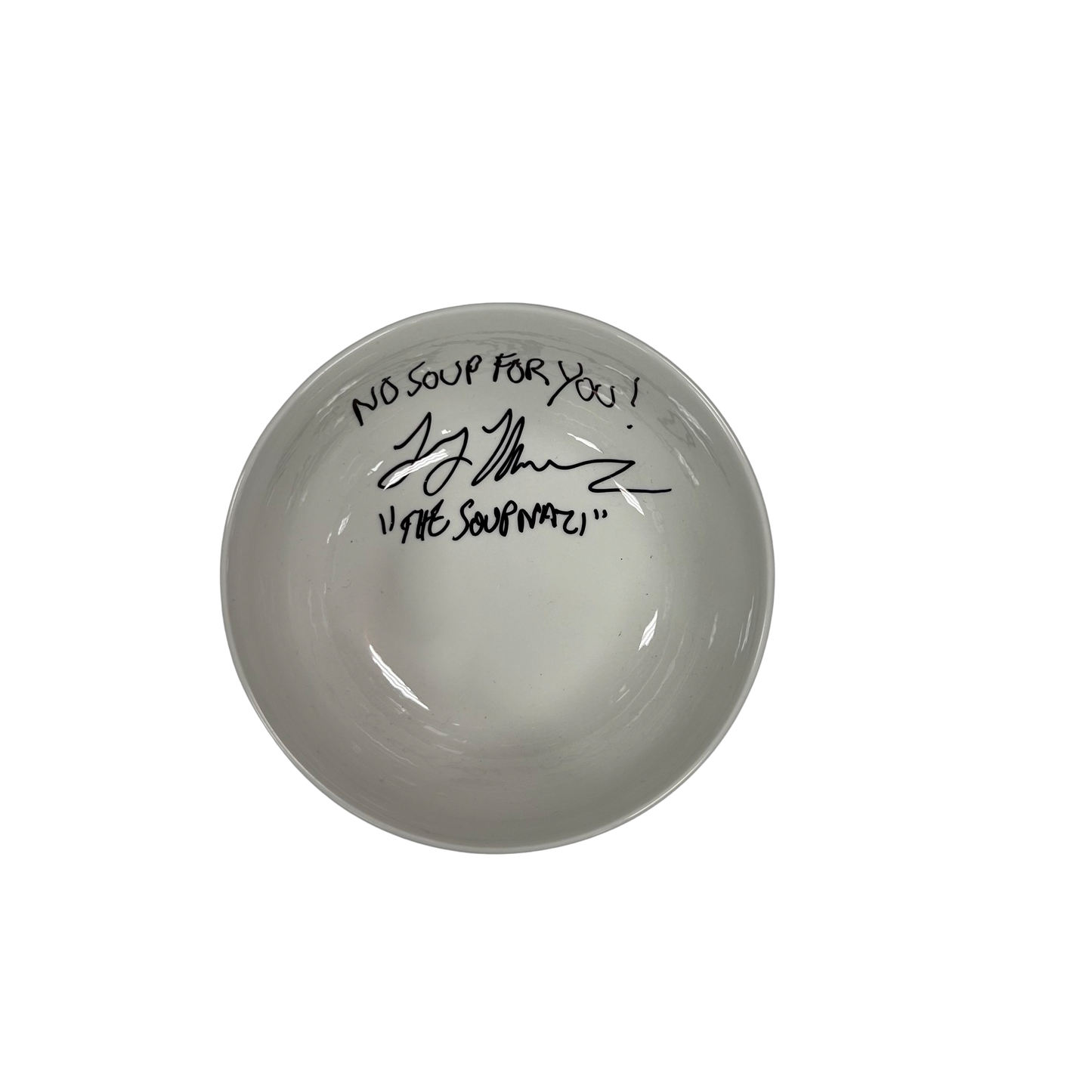 Larry Thomas Autographed Seinfeld Soup Nazi Soup Bowl "No Soup For You! & The Soup Nazi" Inscriptions JSA