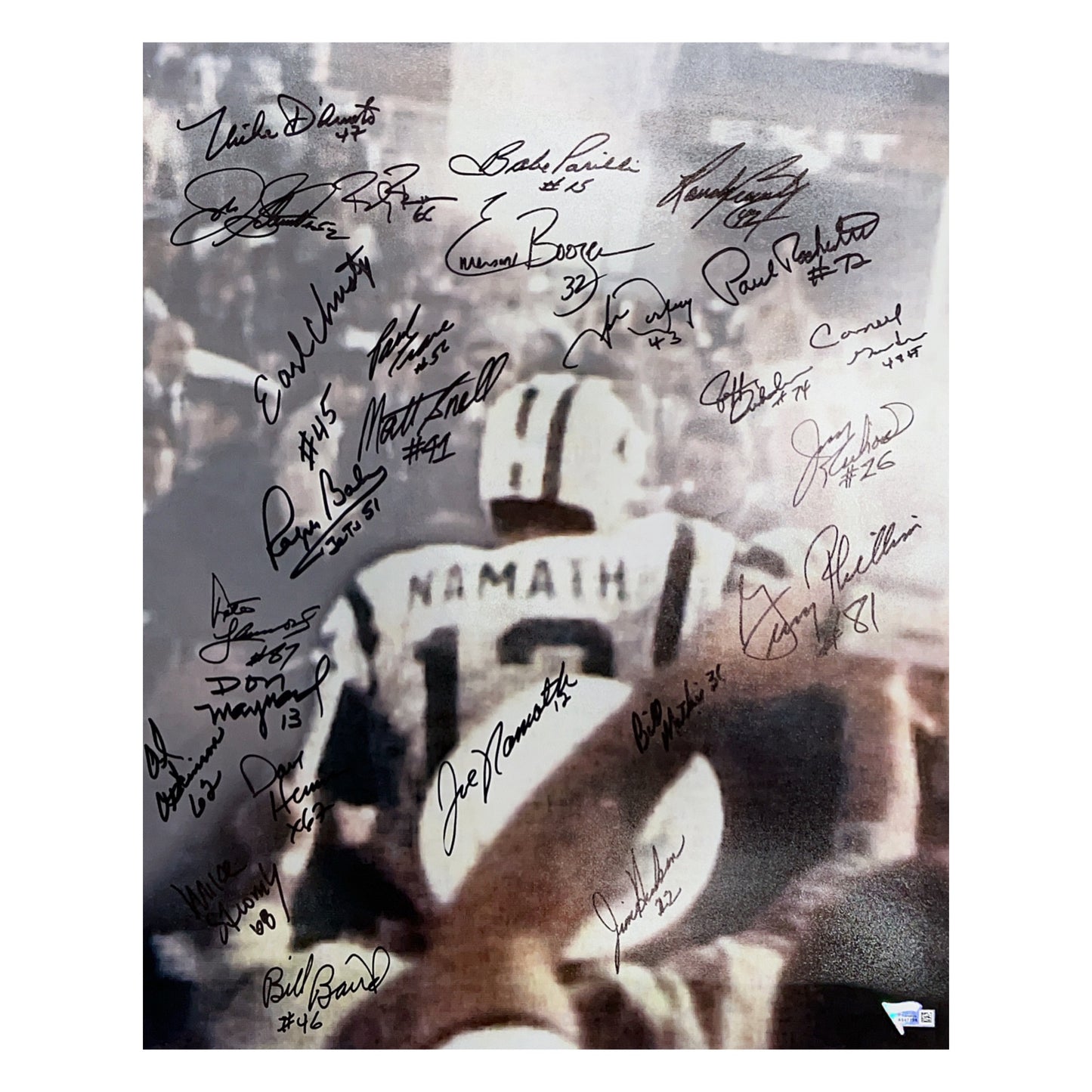 1969 New York Jets Autographed Super Bowl Namath Leaving Field 16x20 25 Autographs Including Namath, Maynard, Boozer & More Fanatics