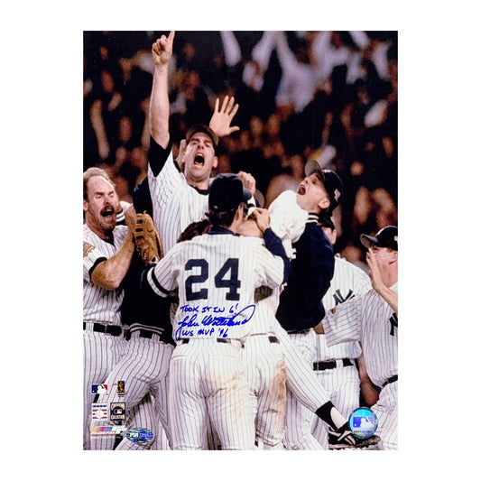 John Wetteland Autographed New York Yankees 11x14 Took it in 6!, WS MVP 96 Inscriptions PSA