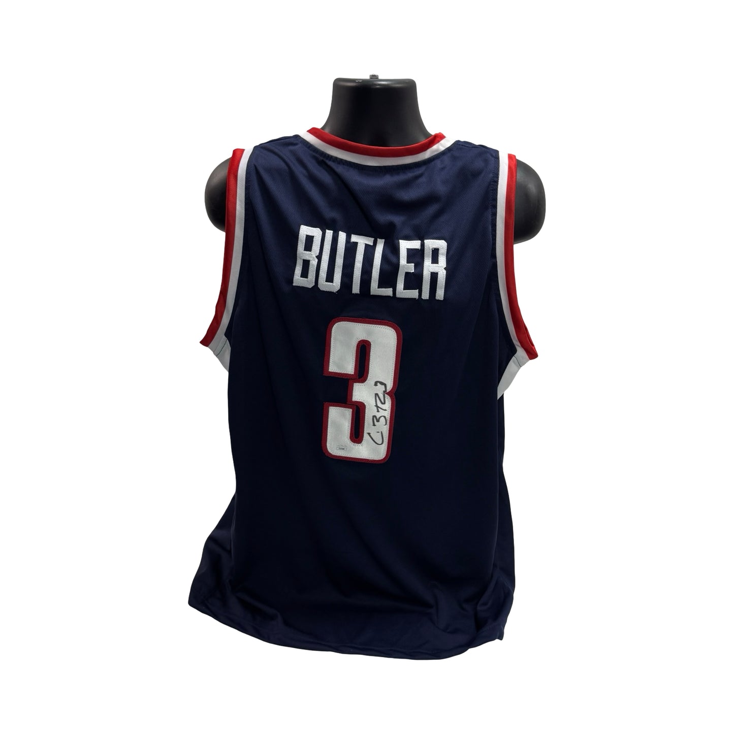 Caron Butler Autographed UCONN Huskies Navy Jersey Beckett BAS