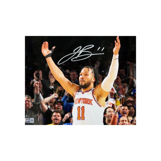 Jalen Brunson Autographed New York Knicks Arms Up 8x10 Steiner CX - Unframed