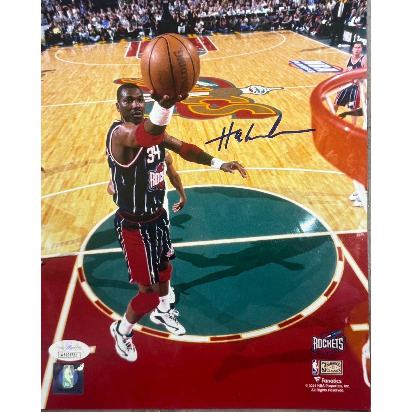 Hakeem Olajuwon Houston Rockets Layup 8X10 JSA