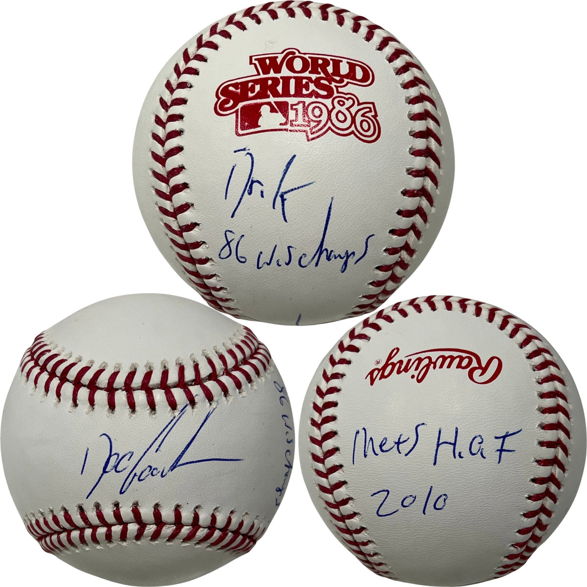 Doc Gooden Autographed New York Mets 1986 World Series Logo Baseball Dr K, 86 WS Champs, Mets HOF 2010 Inscriptions JSA