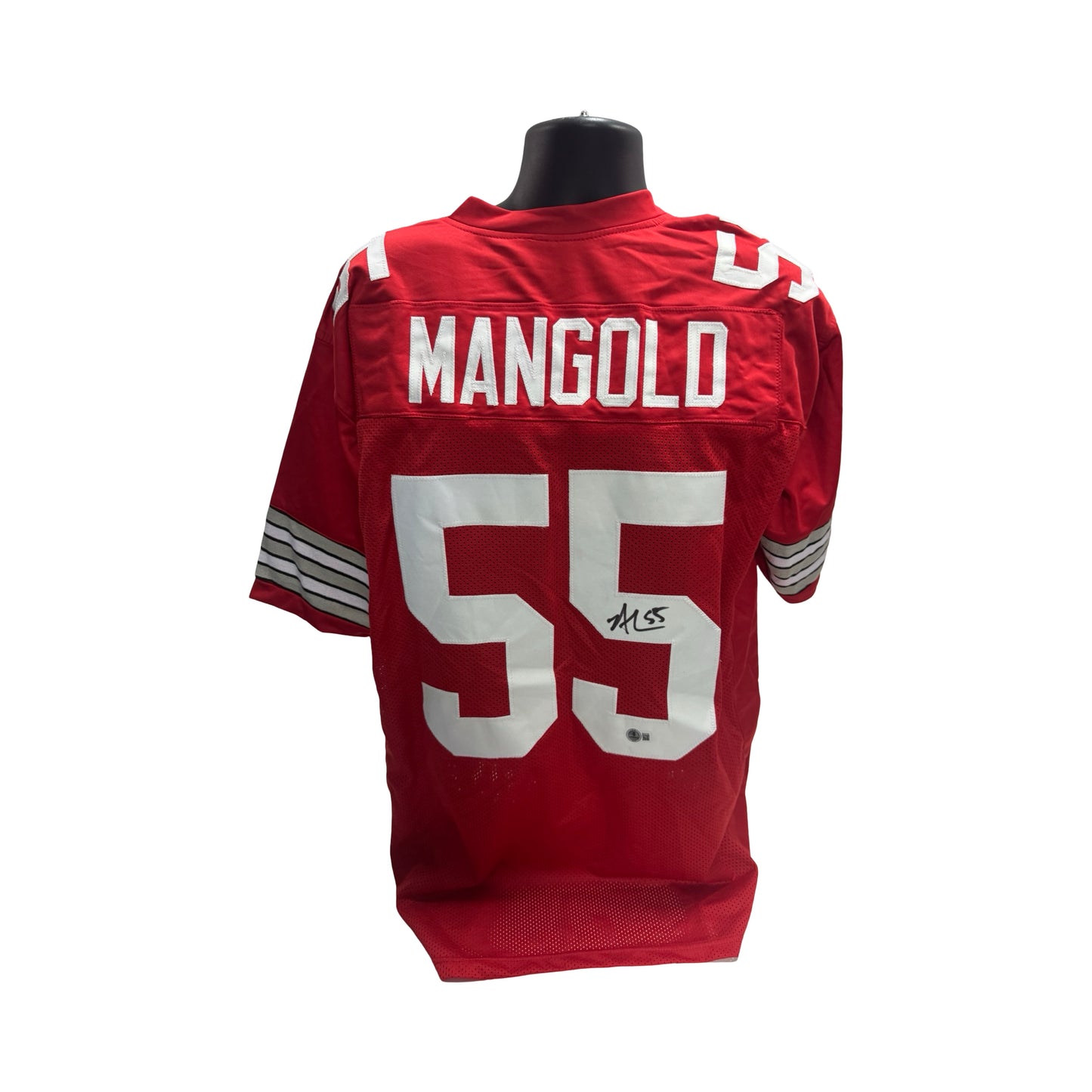 Nick Mangold Autographed Ohio State Buckeyes Red Jersey BAS