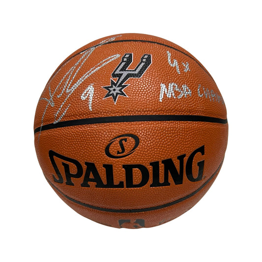 Tony Parker Autographed San Antonio Spurs Logo Game Ball Series Basketball 4x NBA Champ Inscription Steiner CX