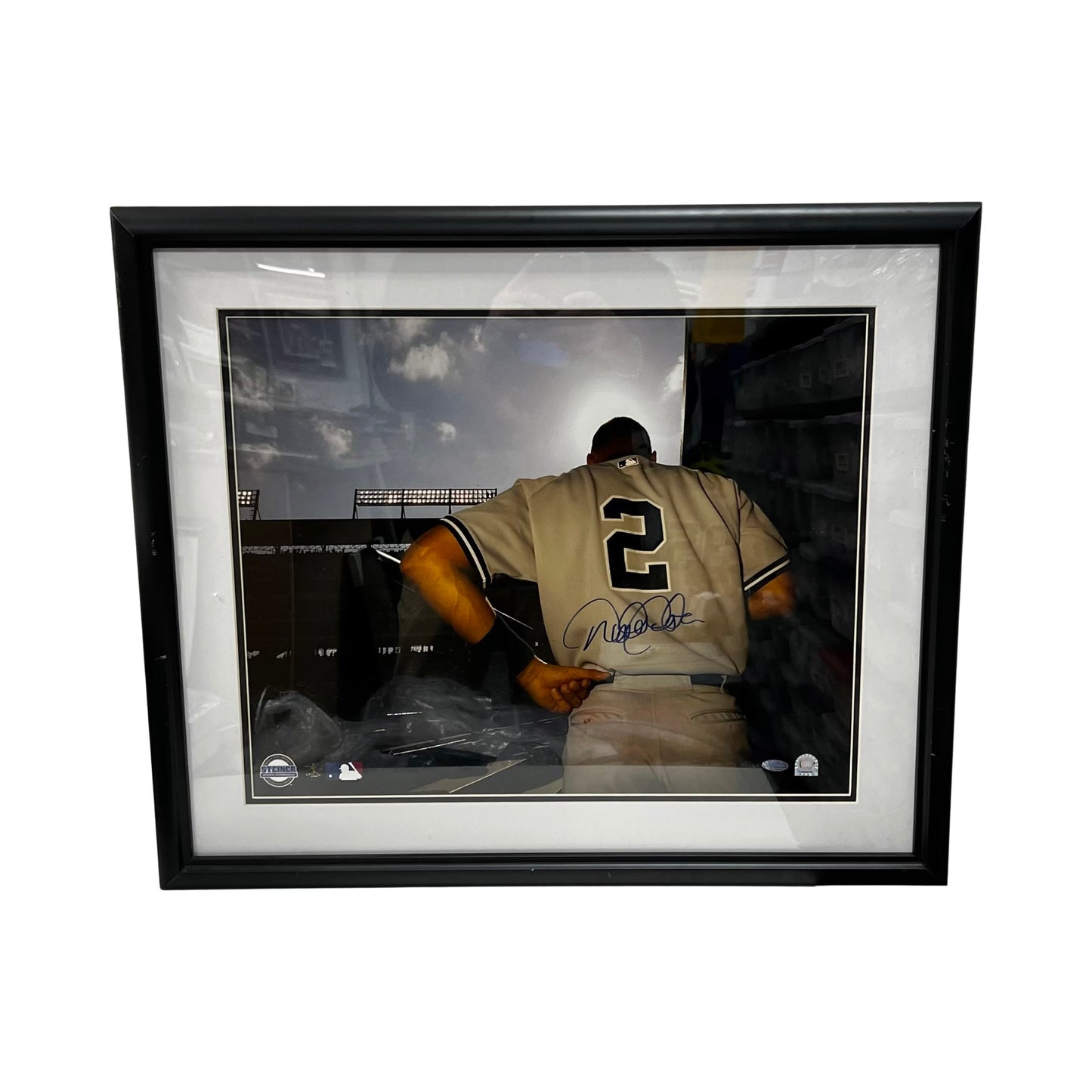 Derek Jeter Autographed New York Yankees Dugout Top Step Framed 16x20 Steiner