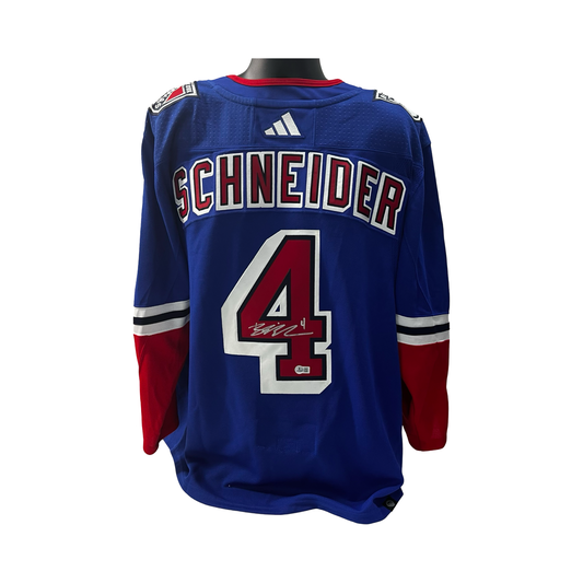 Braden Schneider Autographed New York Rangers Adidas Blue Liberty Authentic Jersey Beckett