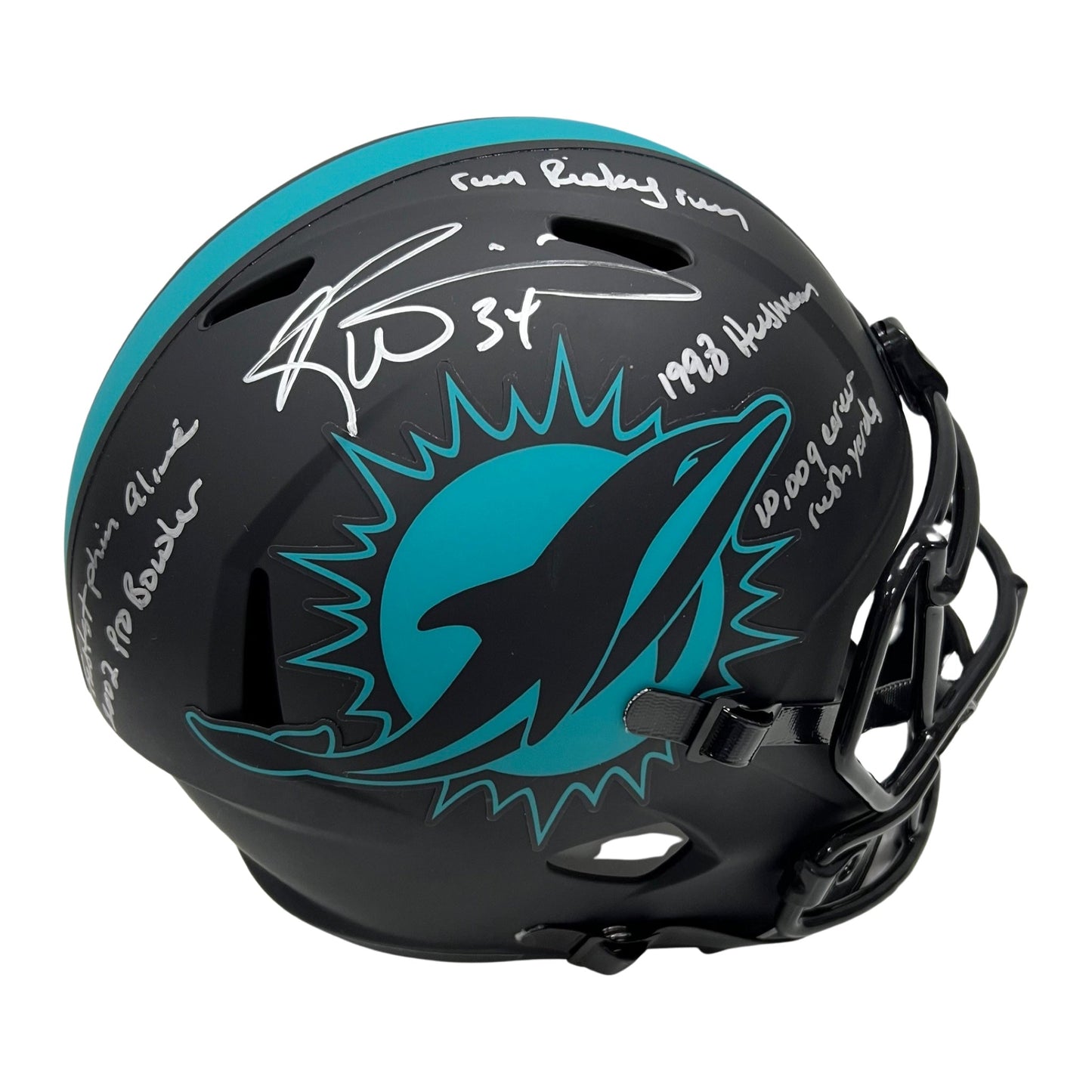 Ricky Williams Autographed Miami Dolphins Eclipse Replica Helmet Run Ricky Run Fastest Phin Alive 2002 Pro Bowler 1998 Heisman 10,009 Career Rush Yards Inscriptions JSA
