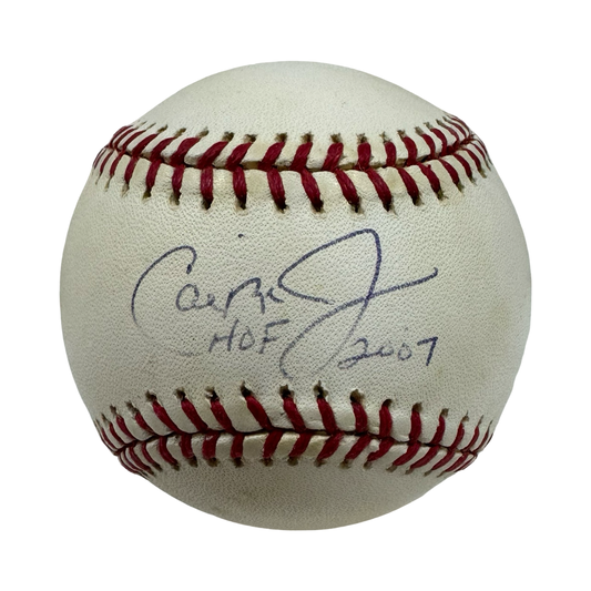 Cal Ripken Jr Autographed Baltimore Orioles Official American League Baseball “HOF 2007” Inscription JSA