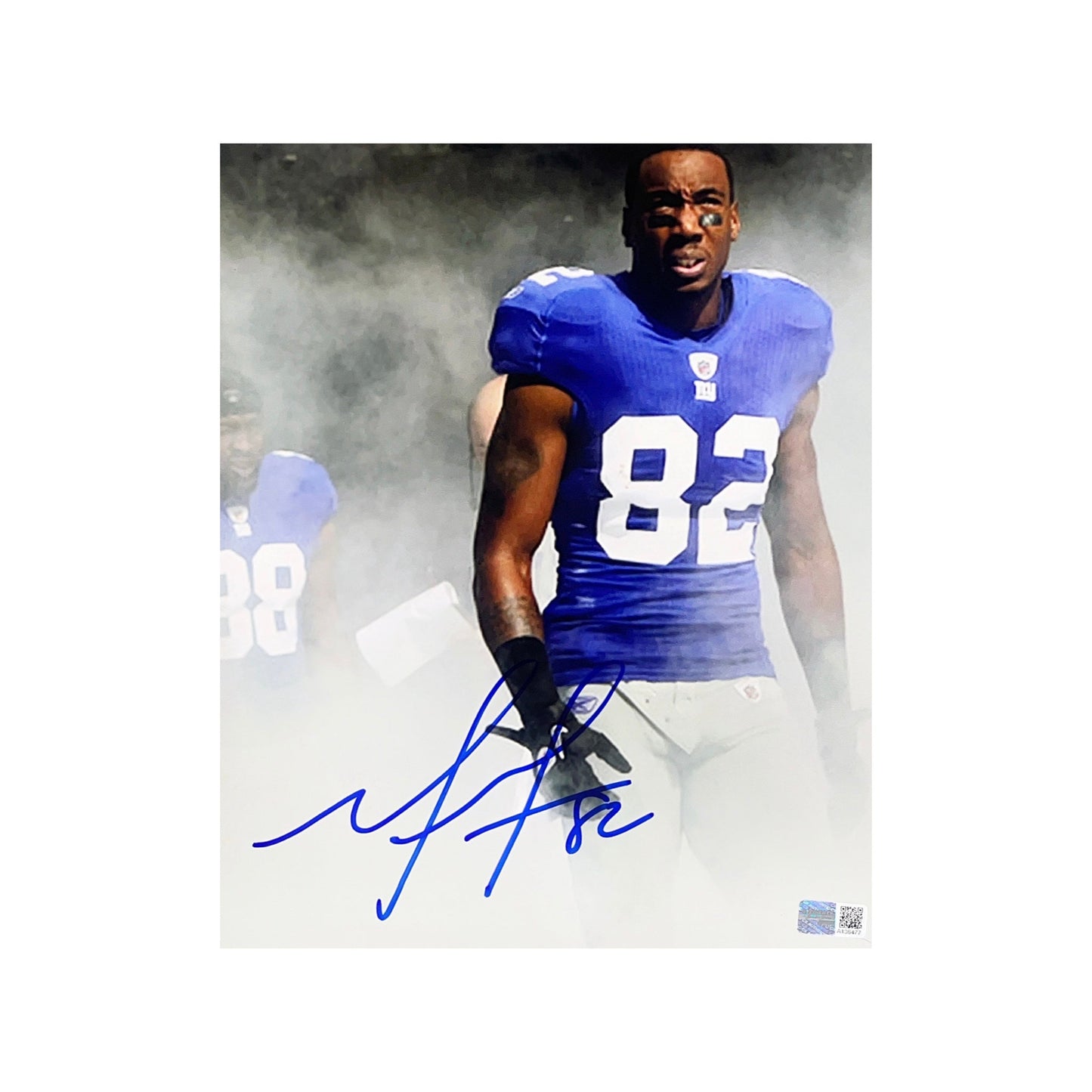 Mario Manningham Autographed New York Giants Entrance Smoke 8x10 Steiner CX