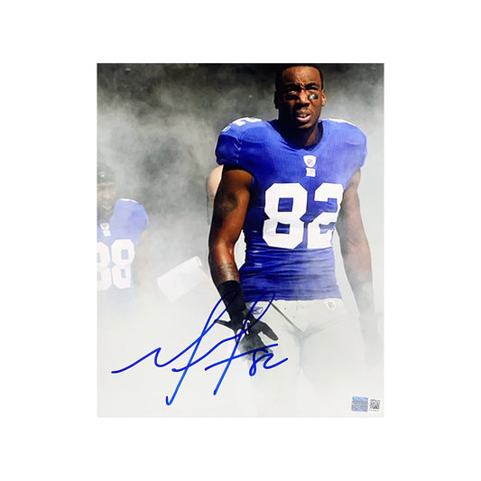 Mario Manningham Autographed New York Giants Entrance Smoke 8x10 Steiner CX