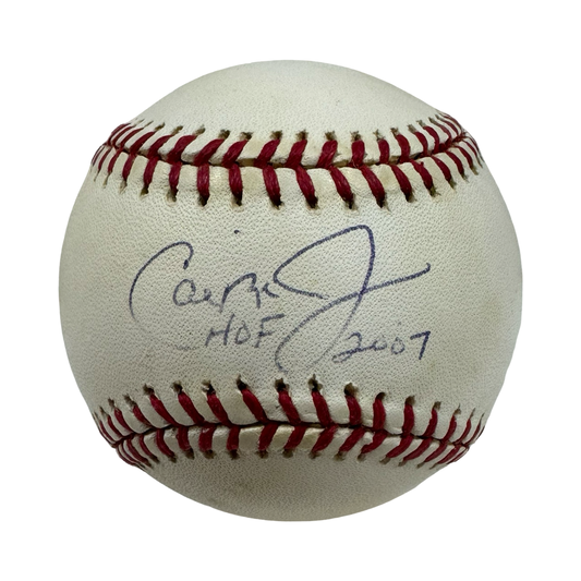 Cal Ripken Jr Autographed Baltimore Orioles Official American League Baseball HOF 2007 Inscription JSA