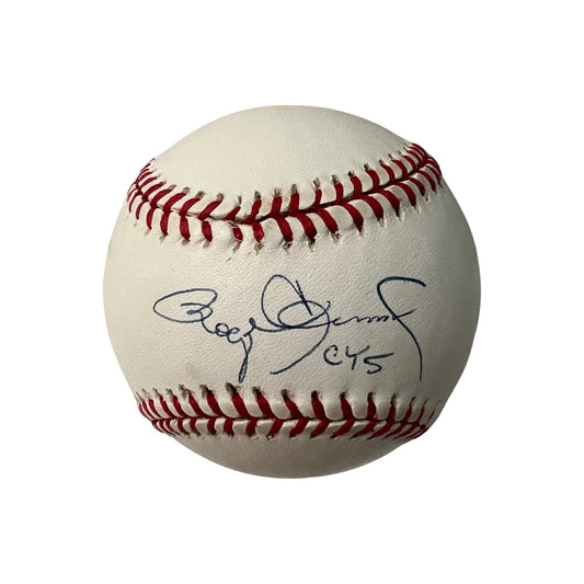 Roger Clemens Autographed American League Baseball Cy 5 Inscription PSA