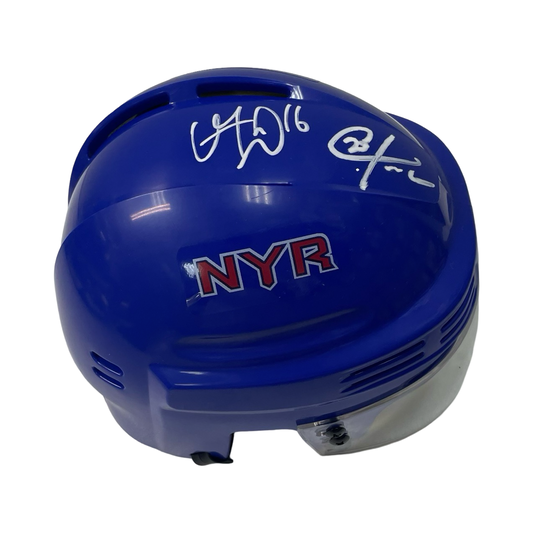 Chris Kreider & Vincent Trocheck Autographed New York Rangers Blue Mini Helmet Beckett