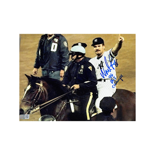 Wade Boggs Autographed New York Yankees On Horse 8x10 96 WS Champs Inscription Steiner CX