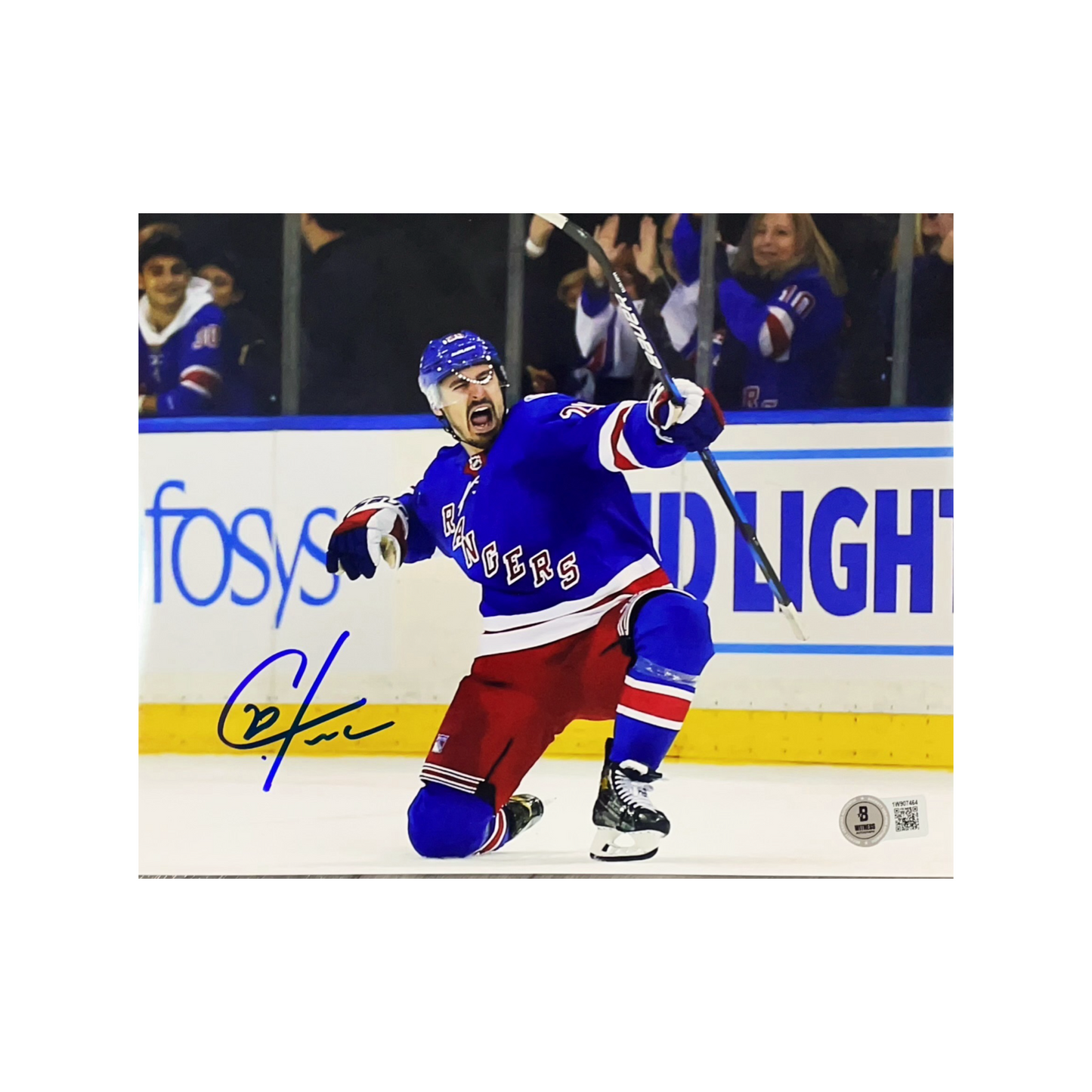 Chris Kreider Autographed New York Rangers Fist Pump 8x10 Beckett