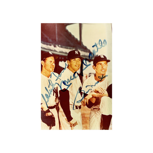 Mickey Mantle, Whitey Ford & Billy Martin Autographed New York Yankees 4x5 JSA