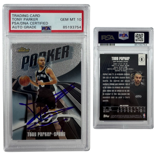 2003-04 Tony Parker Autographed Topps Finest #9 PSA Auto GEM MT 10