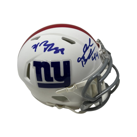 Ahmad Bradshaw & Hakeem Nicks Autographed New York Giants Flat White Mini Helmet JSA