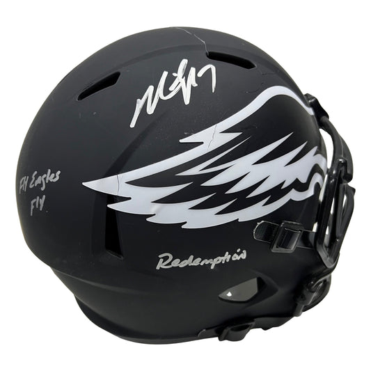 Michael Vick Autographed Philadelphia Eagles Eclipse Replica Helmet Fly Eagles Fly, Redemption Inscriptions JSA