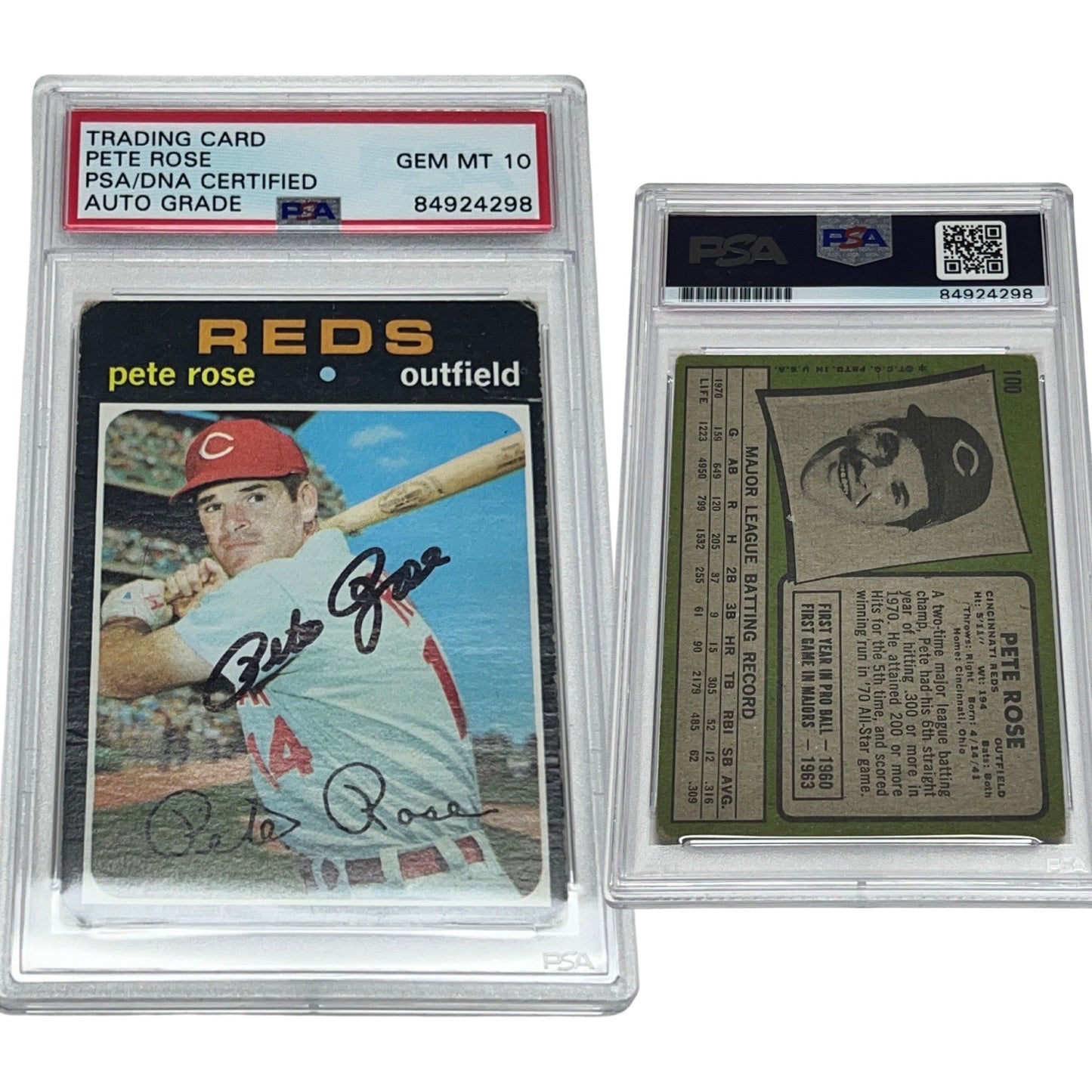 1971 Pete Rose Topps #100 Autographed PSA Auto GEM MINT 10