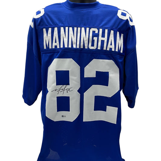 Mario Manningham Autographed New York Giants Blue Jersey Steiner CX