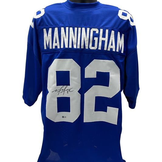Mario Manningham Autographed New York Giants Blue Jersey Steiner CX